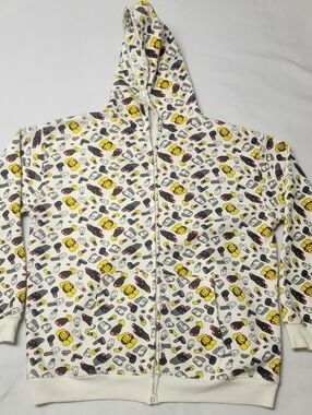 Vtg A Bathing Ape x Baby Milo Hoodie AOP Streetwear Monkey Parts Hip Hop 3XL